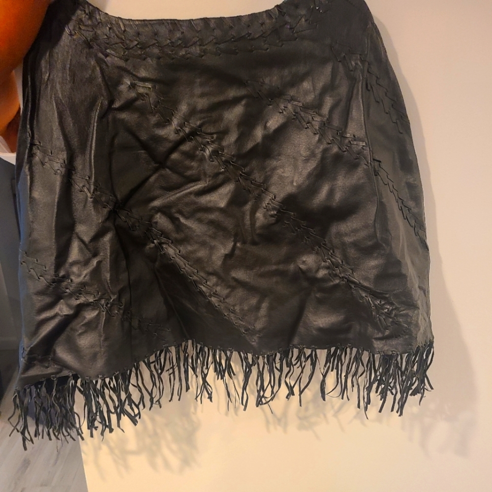 Black leather poncho